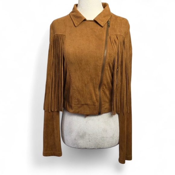Flying Tomato Tan Leather Jacket with Fringe - Picture 3 of 8